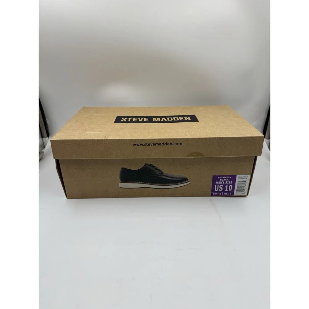 NEW Steve Madden P-Jansen Oxford Black Casual Lace Up Shoes, Men's Size 10